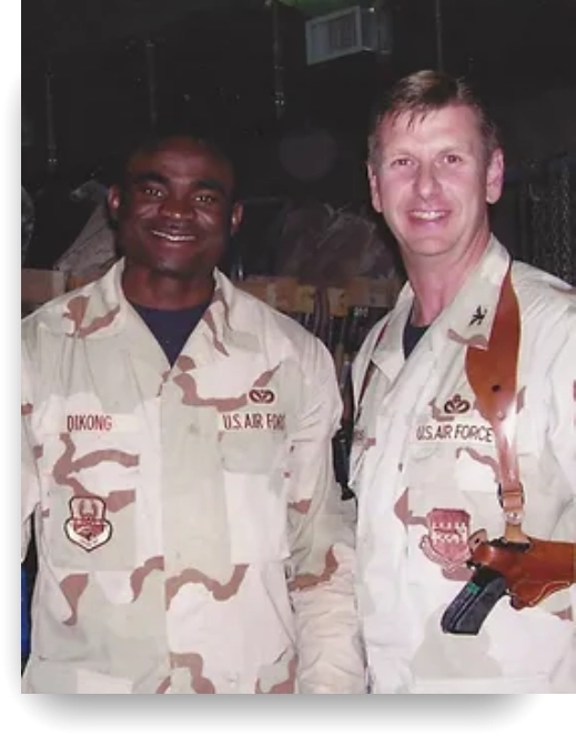 two male army smiling