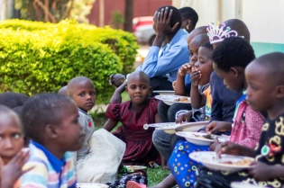 a group of children sitting